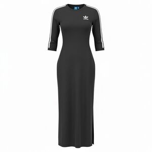 adidas Black Maxi Dress with White Stripe Detail